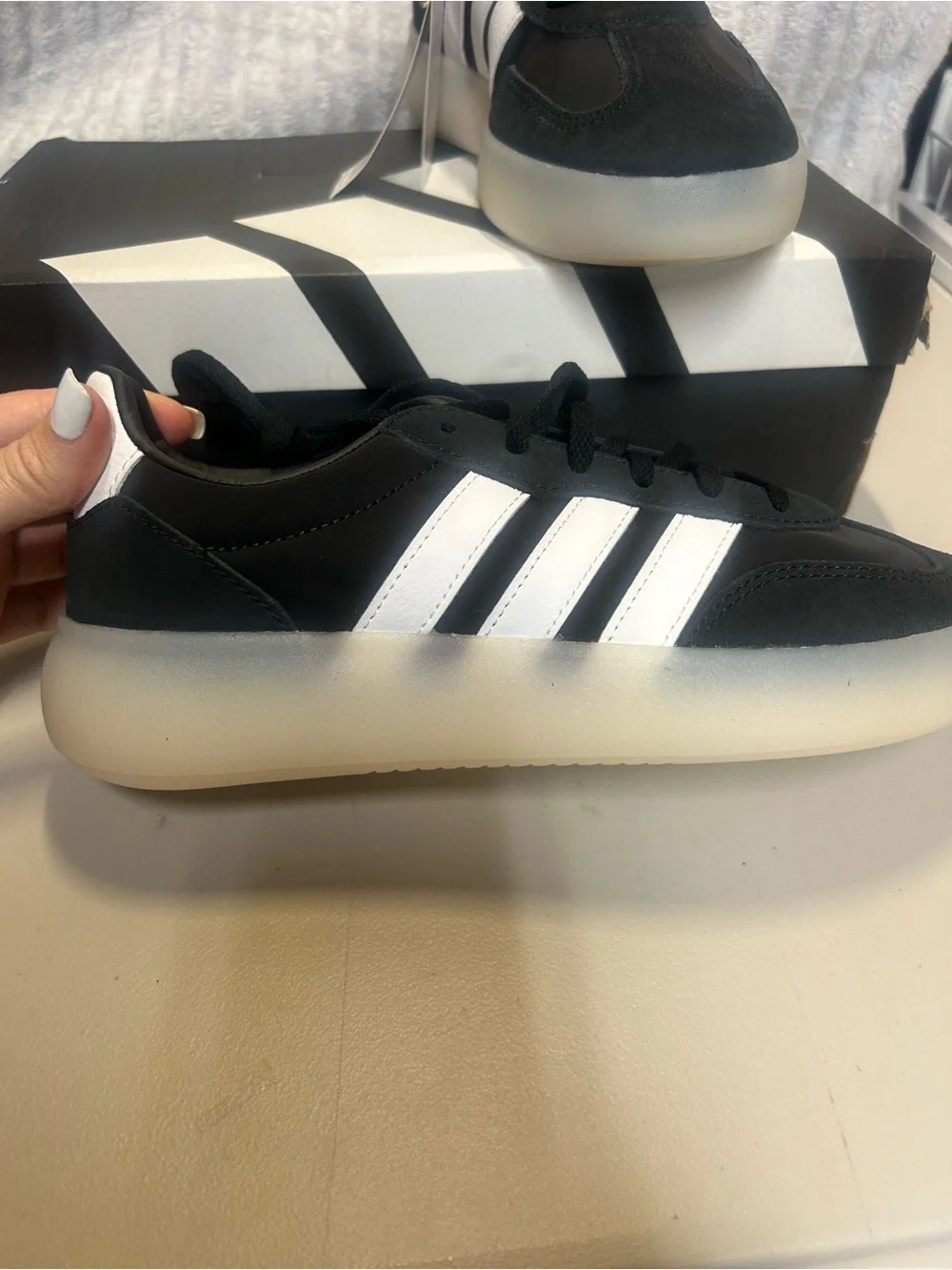 adidas Kids Black and White Sneakers with Classic Three Stripes
